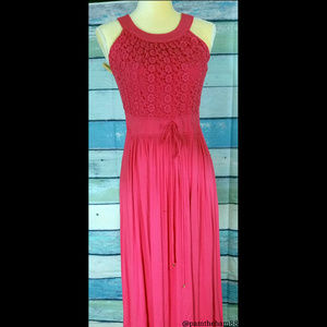 Calvin Klein Floral-Lace Side-Slit Maxi Dress